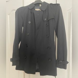 Women's Burberry London Black Belted Short Trench Coat Size 6